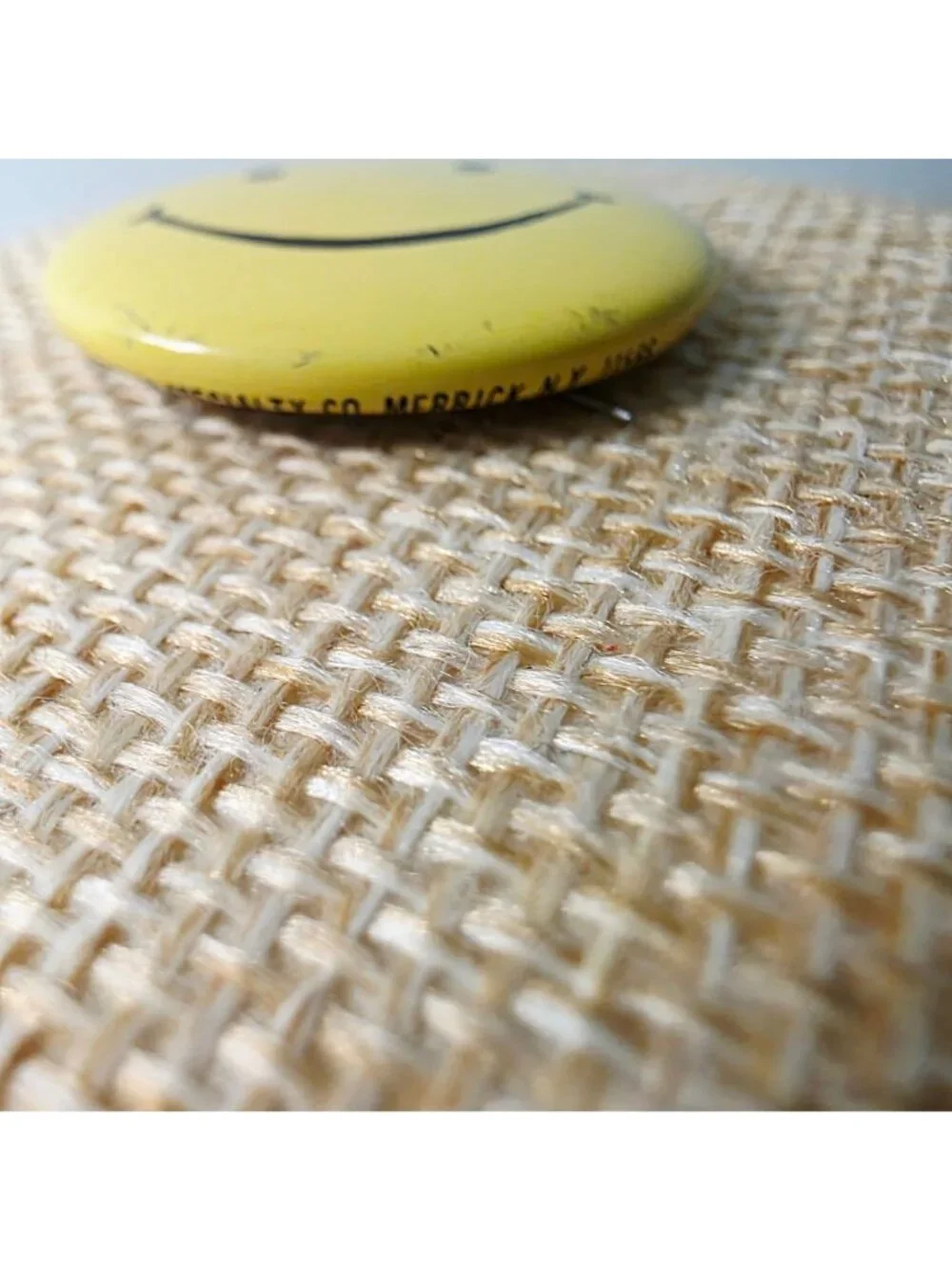 Vtg 1960s/70s Happy Smiley Face Button Round Collectible Yellow Happy Pin